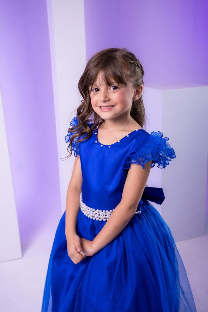 Vestido Marie Longo Amanda Azul Royal - Leveza e Elegância para Meninas | Bebeloo Kids