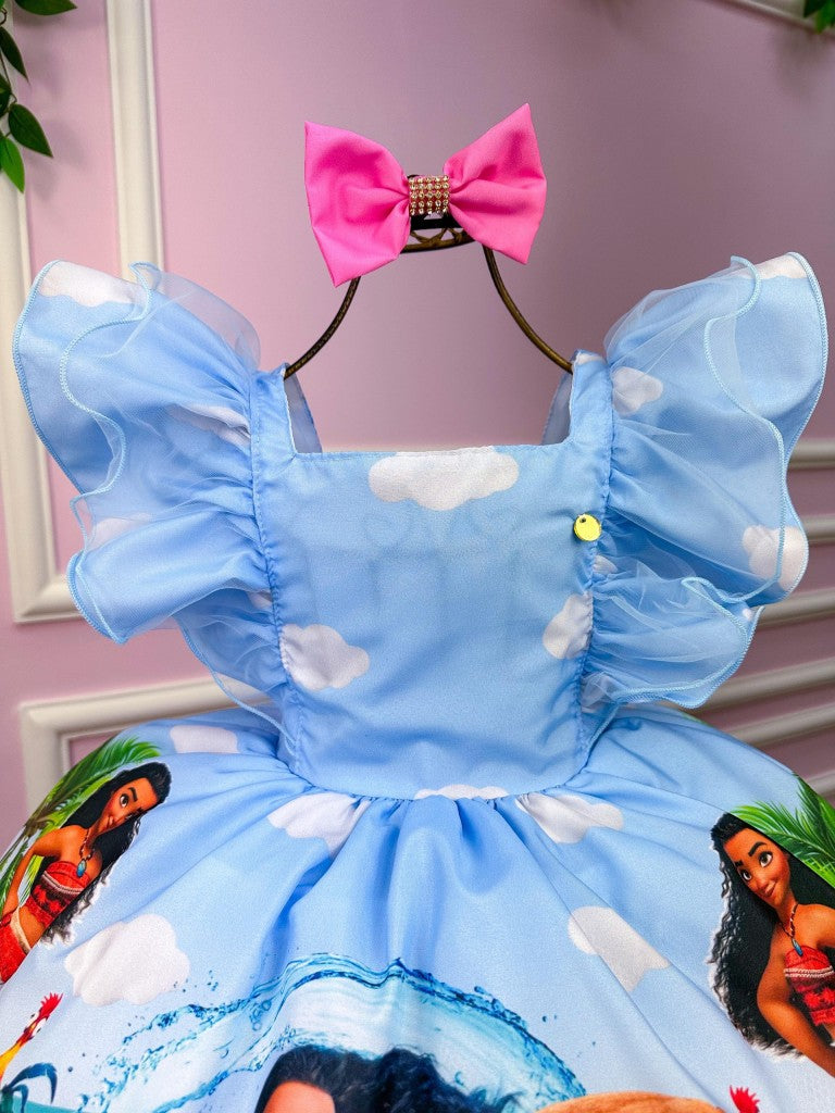 Vestido Temáticos Kids Moana Azul Bebe - Leveza e Elegância para Meninas | Bebeloo Kids