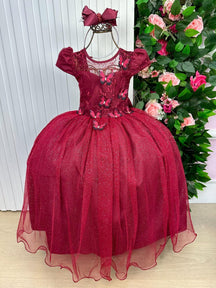 Vestido Vila Lele Longo Jardim Encantado Borboletas Marsala - Leveza e Elegância para Meninas | Bebeloo Kids