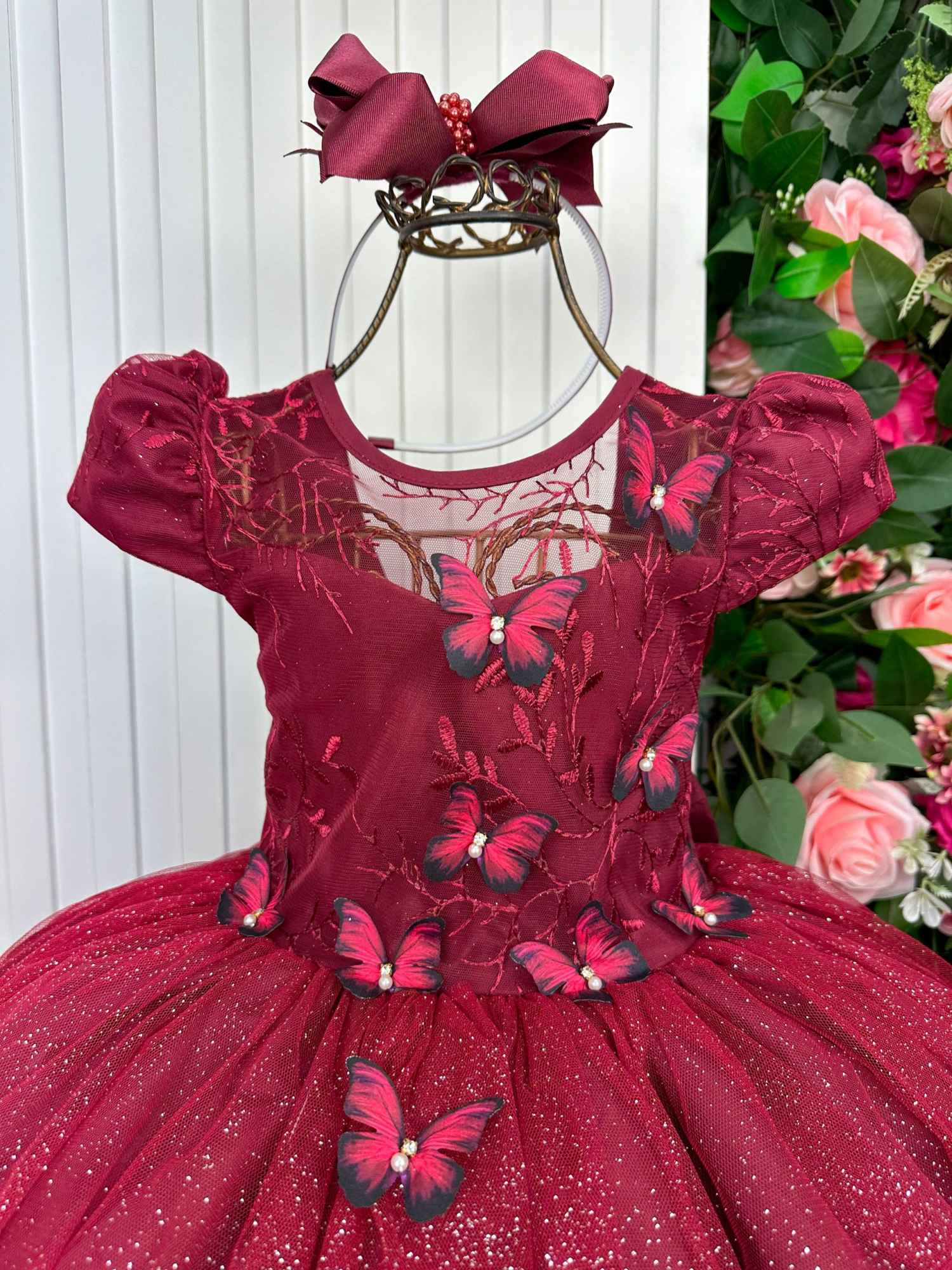 Vestido Vila Lele Longo Jardim Encantado Borboletas Marsala - Leveza e Elegância para Meninas | Bebeloo Kids