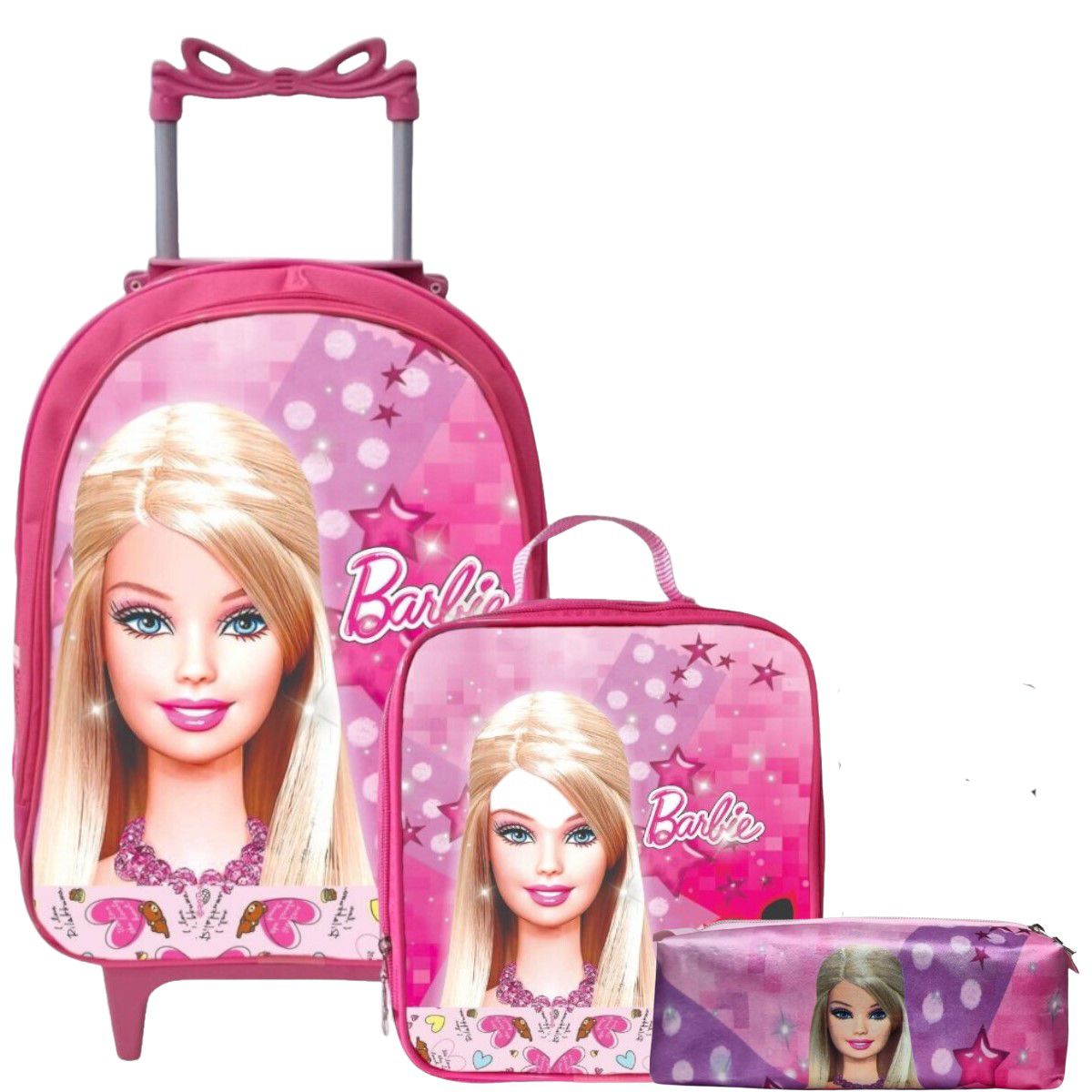 Kit Mochila Rodinhas + Lancheira + Estojo Barbie - Praticidade e Charme para o Dia a Dia | Bebeloo Kids