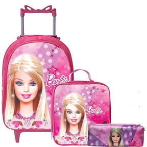 Kit Mochila Rodinhas + Lancheira + Estojo Barbie - Praticidade e Charme para o Dia a Dia | Bebeloo Kids