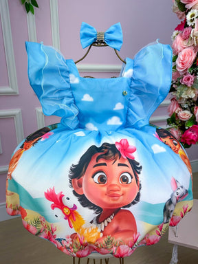 Vestido Infantil Temáticos Kids Moana Baby Azul - Leveza e Elegância para Meninas | Bebeloo Kids