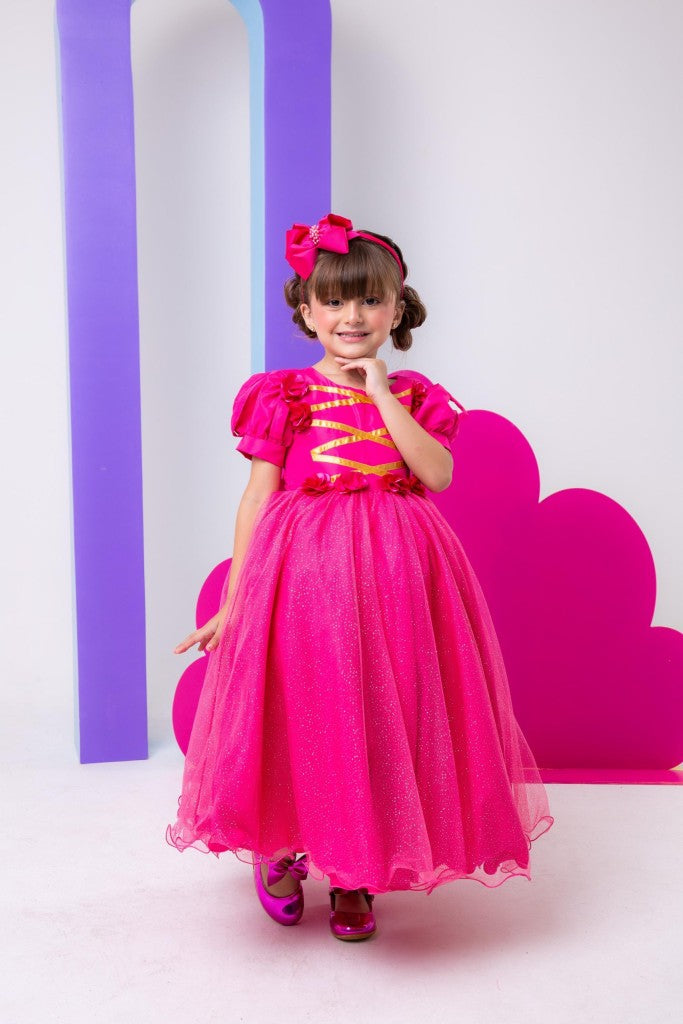Vestido Bella Child/Fantasia Longa A Bela Adormecida Aurora Pink - Leveza e Elegância para Meninas | Bebeloo Kids