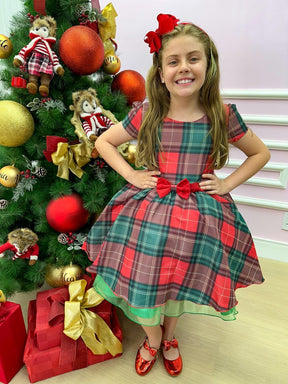 Vestido Banana Club Xadrez Vermelho e Verde Natal - Leveza e Elegância para Meninas | Bebeloo Kids