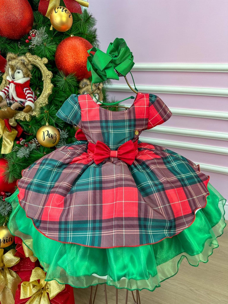 Vestido Banana Club Xadrez Vermelho e Verde Natal - Leveza e Elegância para Meninas | Bebeloo Kids