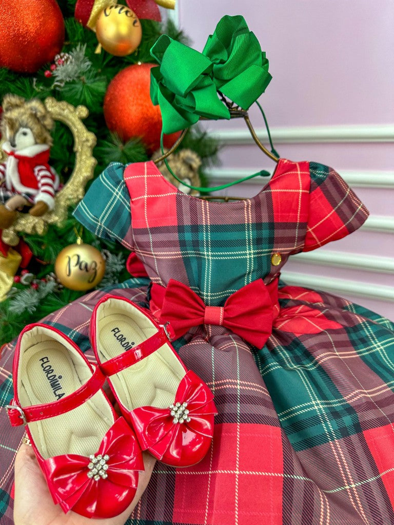 Vestido Banana Club Xadrez Vermelho e Verde Natal - Leveza e Elegância para Meninas | Bebeloo Kids