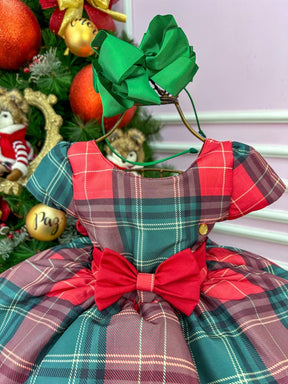 Vestido Banana Club Xadrez Vermelho e Verde Natal - Leveza e Elegância para Meninas | Bebeloo Kids
