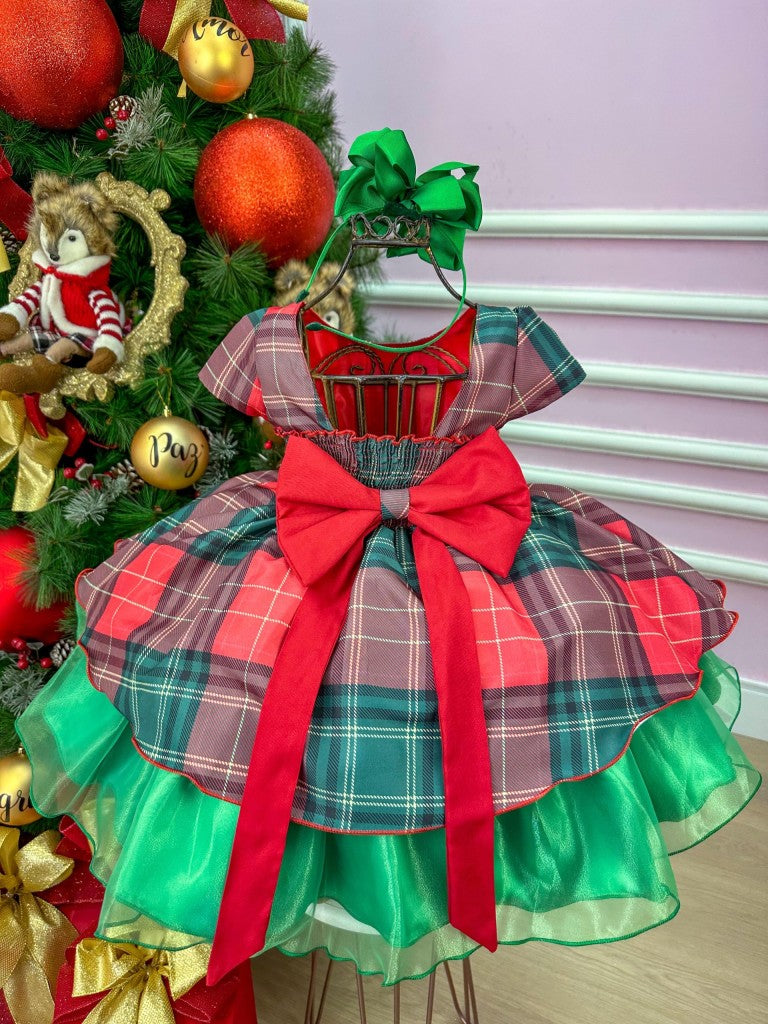 Vestido Banana Club Xadrez Vermelho e Verde Natal - Leveza e Elegância para Meninas | Bebeloo Kids
