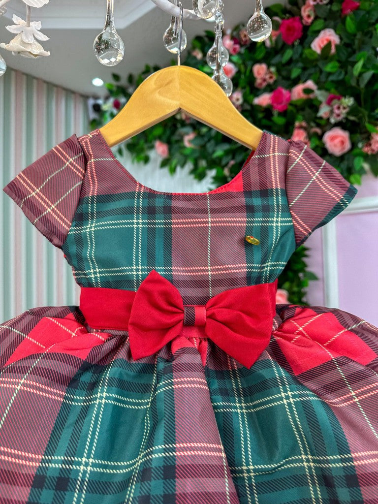 Vestido Banana Club Xadrez Vermelho e Verde Natal - Leveza e Elegância para Meninas | Bebeloo Kids