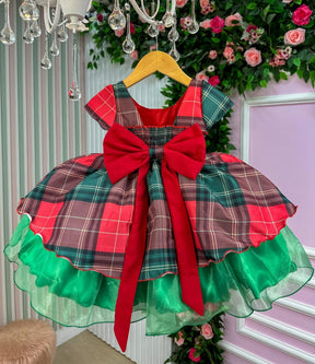 Vestido Banana Club Xadrez Vermelho e Verde Natal - Leveza e Elegância para Meninas | Bebeloo Kids