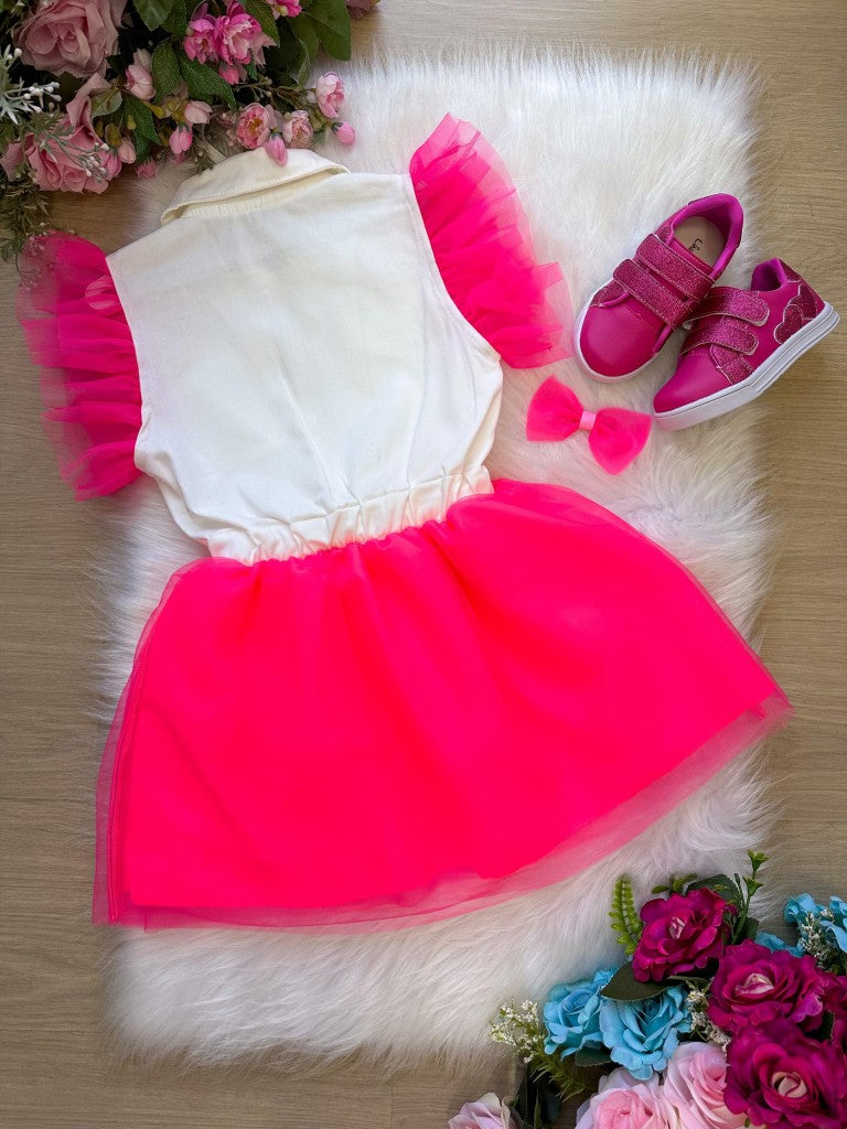 Vestido Blogueirinha Babado Rebeca Rosa Neon - Leveza e Elegância para Meninas | Bebeloo Kids