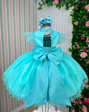 Vestido Marie Jardim Encantado Isis Luxinho Verde Tiffany - Leveza e Elegância para Meninas | Bebeloo Kids