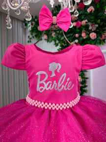 Vestido Tematico Mimadine Barbie Pink Glitter - Leveza e Elegância para Meninas | Bebeloo Kids