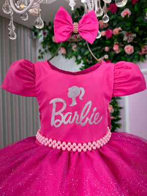Vestido Tematico Mimadine Barbie Pink Glitter - Leveza e Elegância para Meninas | Bebeloo Kids