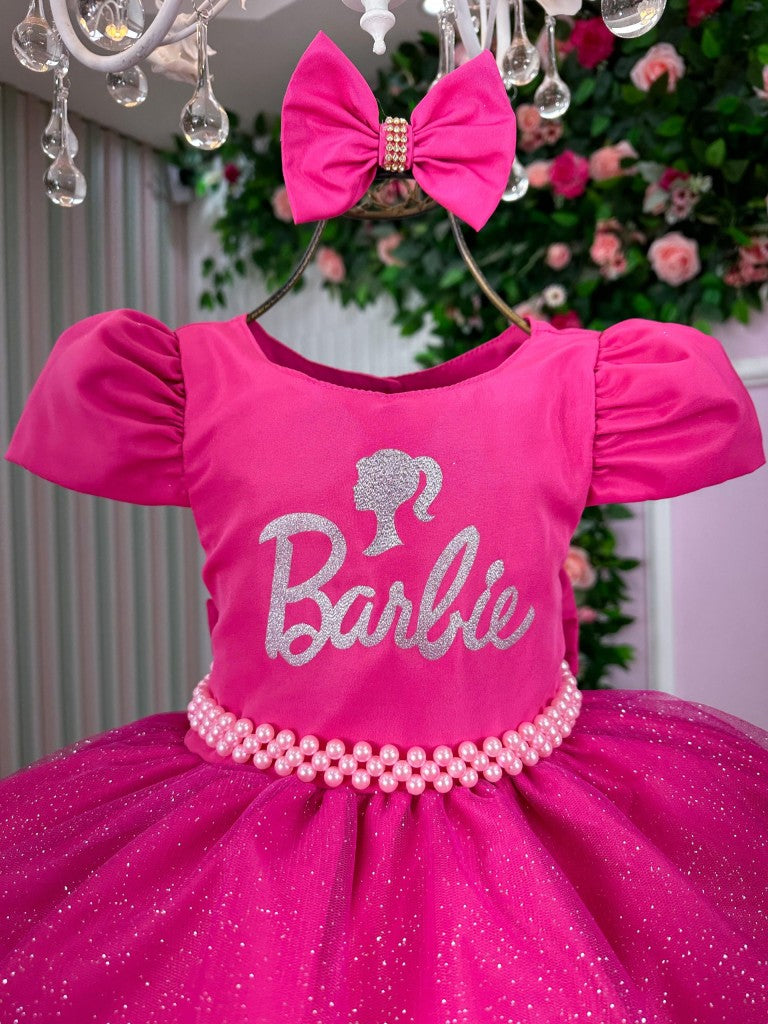 Vestido Tematico Mimadine Barbie Pink Glitter - Leveza e Elegância para Meninas | Bebeloo Kids