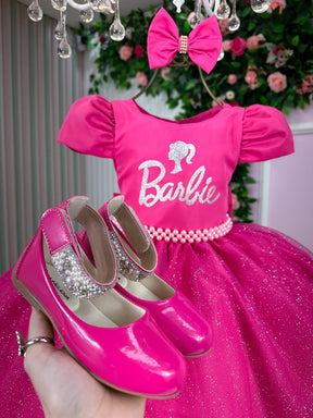 Vestido Tematico Mimadine Barbie Pink Glitter - Leveza e Elegância para Meninas | Bebeloo Kids