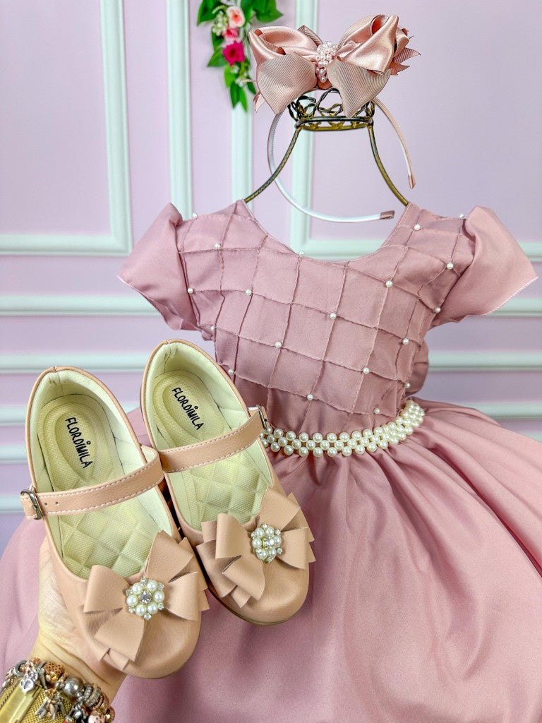 Vestido Ysa Kids Rose Peito Perolas - Leveza e Elegância para Meninas | Bebeloo Kids