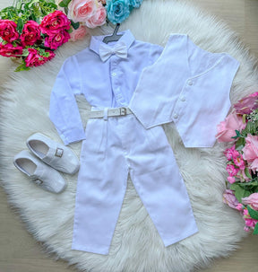 Conjunto Miss Cherry Social Leonardo Colete Branco - Estilo Delicado para o Dia a Dia | Bebeloo Kids