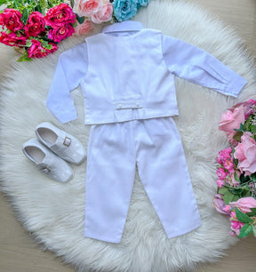 Conjunto Miss Cherry Social Leonardo Colete Branco - Estilo Delicado para o Dia a Dia | Bebeloo Kids
