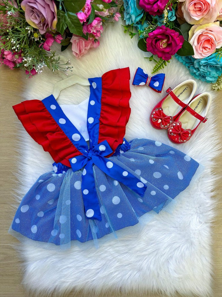 Romper/Vestido Princesa Galinha Pintadinha Azul e Vermelho - Leveza e Elegância para Meninas | Bebeloo Kids
