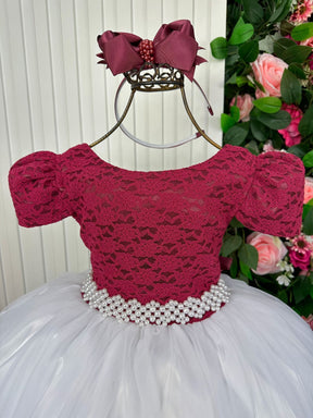 Vestido Enjoy Longo Mari Peito Marsala Saia Branca - Leveza e Elegância para Meninas | Bebeloo Kids