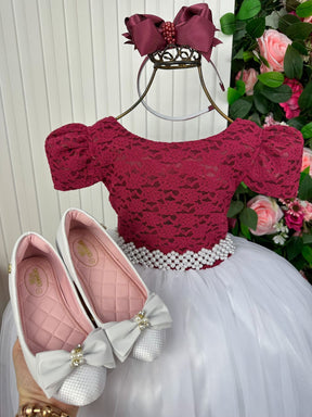 Vestido Enjoy Longo Mari Peito Marsala Saia Branca - Leveza e Elegância para Meninas | Bebeloo Kids