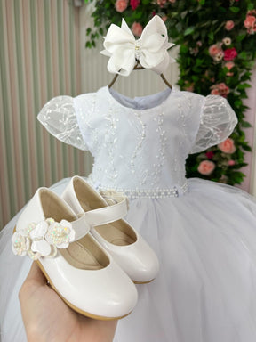 Vestido Menina Bonita Cibele Branco - Leveza e Elegância para Meninas | Bebeloo Kids