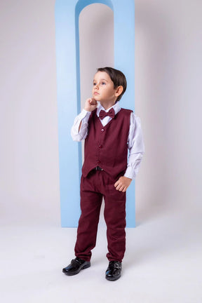 Conjunto Miss Cherry Social Leonardo Colete Marsala - Estilo Delicado para o Dia a Dia | Bebeloo Kids