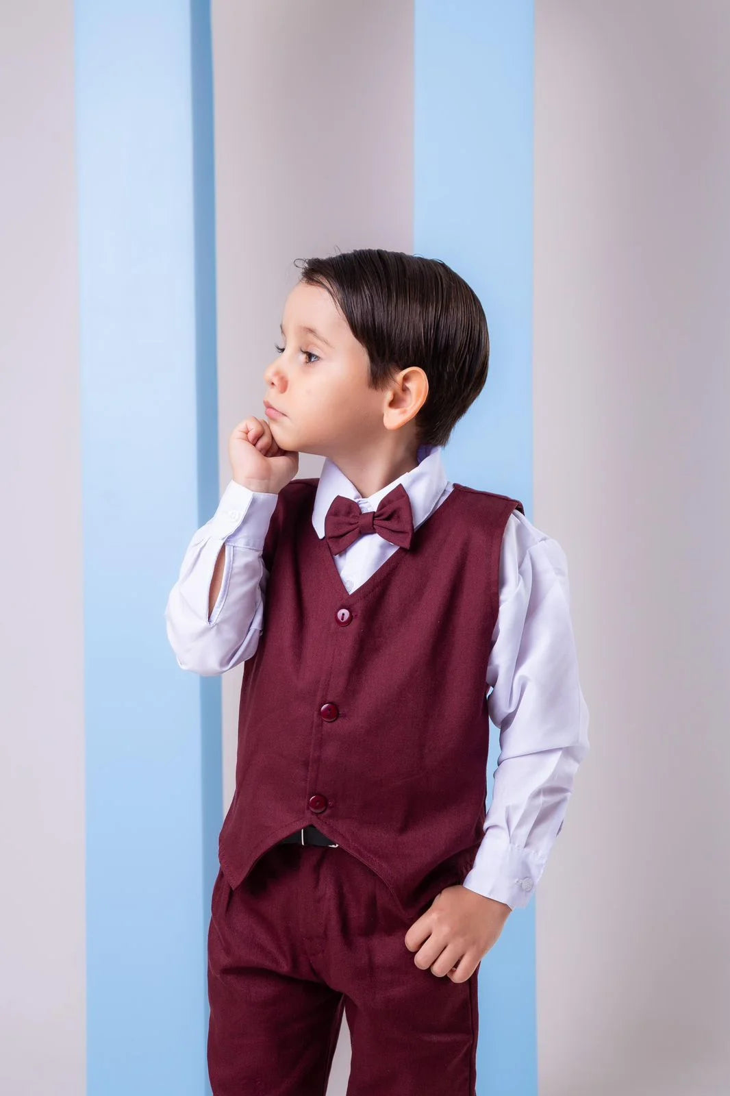 Conjunto Miss Cherry Social Leonardo Colete Marsala - Estilo Delicado para o Dia a Dia | Bebeloo Kids
