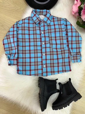 Camisa Xadrez Heitor Azul e Vermelho Junina - Elegância e Conforto para os Pequenos | Bebeloo Kids