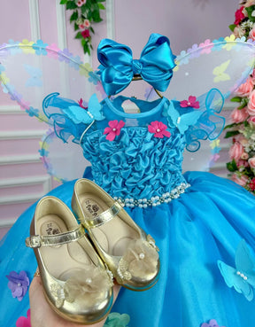 Vestido Princesa Bia Jardim Encantado Azul Tiffany - Leveza e Elegância para Meninas | Bebeloo Kids