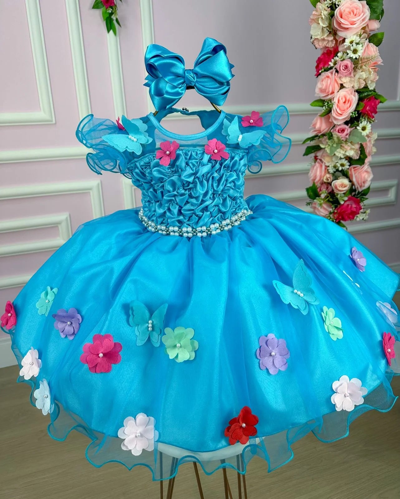 Vestido Princesa Bia Jardim Encantado Azul Tiffany - Leveza e Elegância para Meninas | Bebeloo Kids