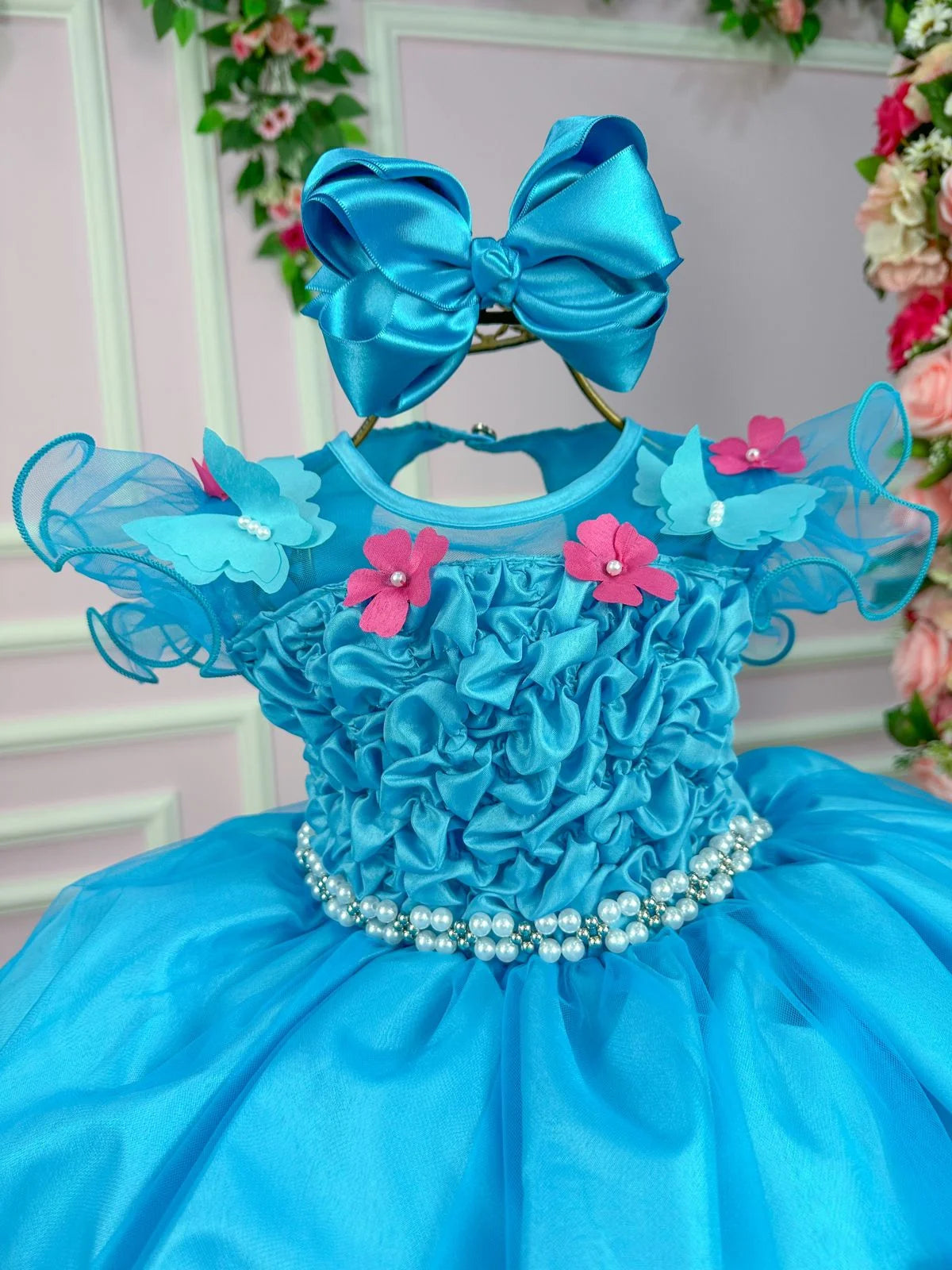 Vestido Princesa Bia Jardim Encantado Azul Tiffany - Leveza e Elegância para Meninas | Bebeloo Kids