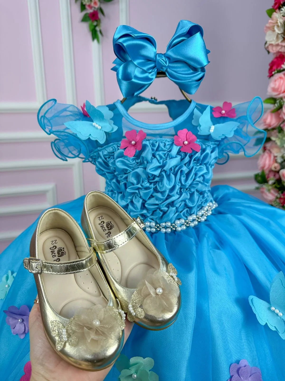 Vestido Princesa Bia Jardim Encantado Azul Tiffany - Leveza e Elegância para Meninas | Bebeloo Kids