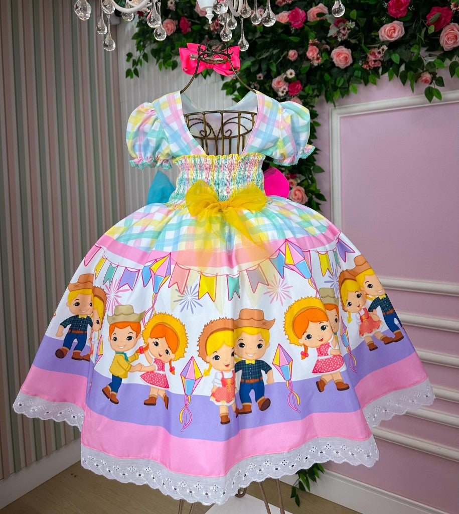 Vestido Marie Junino Luxo Quermesse das Cores - Leveza e Elegância para Meninas | Bebeloo Kids