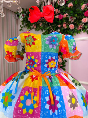 Vestido Marie Junino Luxo Quermesse Elegante Laranja - Leveza e Elegância para Meninas | Bebeloo Kids