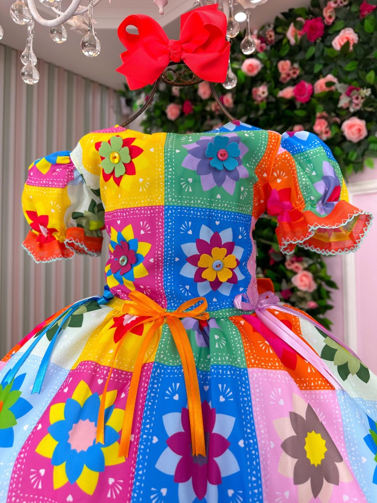Vestido Marie Junino Luxo Quermesse Elegante Laranja - Leveza e Elegância para Meninas | Bebeloo Kids