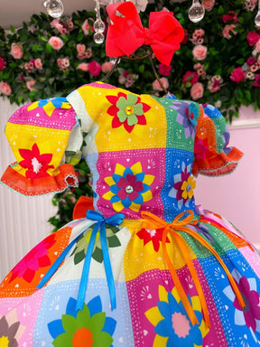 Vestido Marie Junino Luxo Quermesse Elegante Laranja - Leveza e Elegância para Meninas | Bebeloo Kids