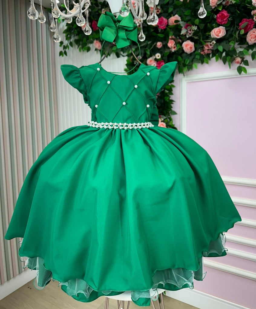 Vestido Ysa Kids Francine Verde Bandeira - Leveza e Elegância para Meninas | Bebeloo Kids