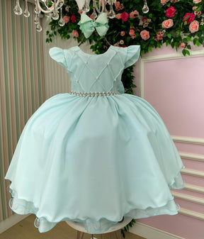 Vestido Ysa Kids Francine Verde Claro - Leveza e Elegância para Meninas | Bebeloo Kids