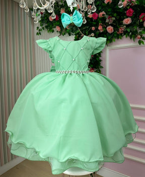 Vestido Ysa Kids Francine Verde Oliva - Leveza e Elegância para Meninas | Bebeloo Kids