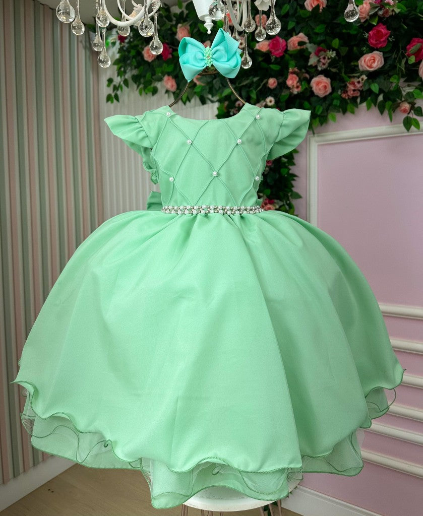 Vestido Ysa Kids Francine Verde Oliva - Leveza e Elegância para Meninas | Bebeloo Kids