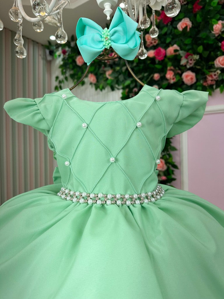 Vestido Ysa Kids Francine Verde Oliva - Leveza e Elegância para Meninas | Bebeloo Kids