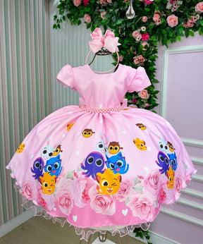 Vestido Temáticos Kids Bolofofos - Bolo Fofos Rosa Bebe - Leveza e Elegância para Meninas | Bebeloo Kids