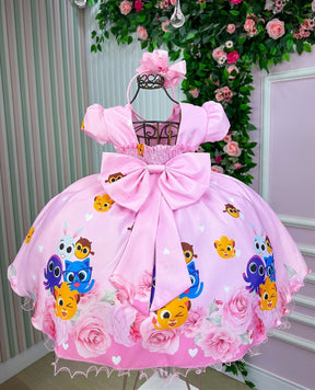 Vestido Temáticos Kids Bolofofos - Bolo Fofos Rosa Bebe - Leveza e Elegância para Meninas | Bebeloo Kids