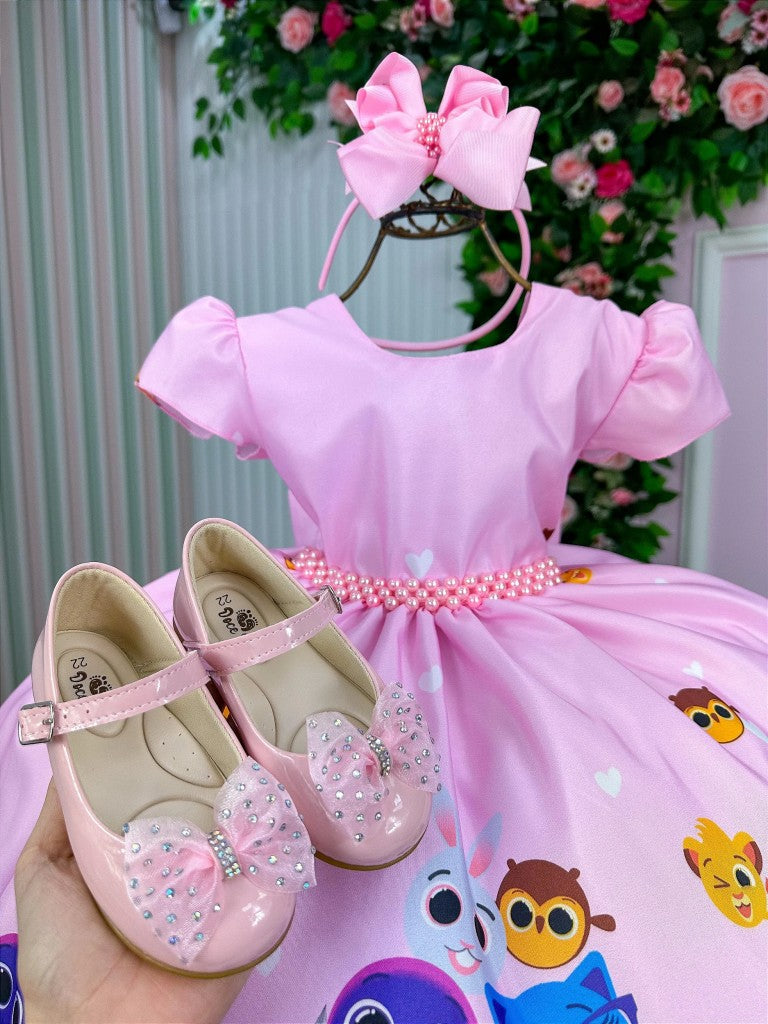 Vestido Temáticos Kids Bolofofos - Bolo Fofos Rosa Bebe - Leveza e Elegância para Meninas | Bebeloo Kids