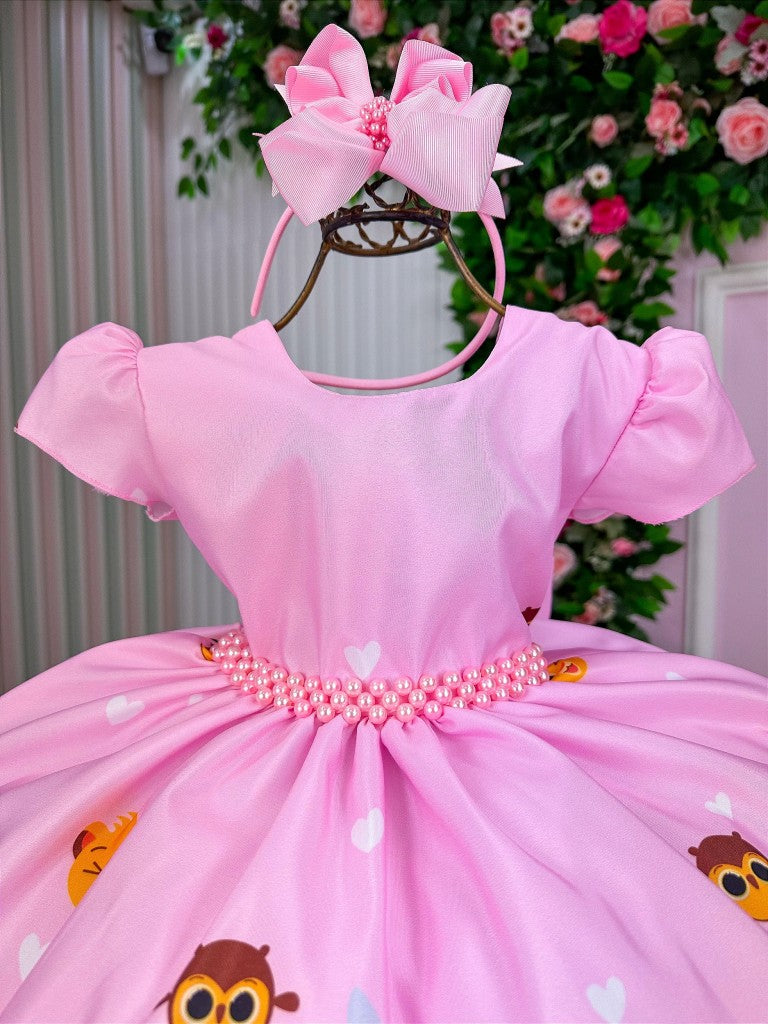 Vestido Temáticos Kids Bolofofos - Bolo Fofos Rosa Bebe - Leveza e Elegância para Meninas | Bebeloo Kids