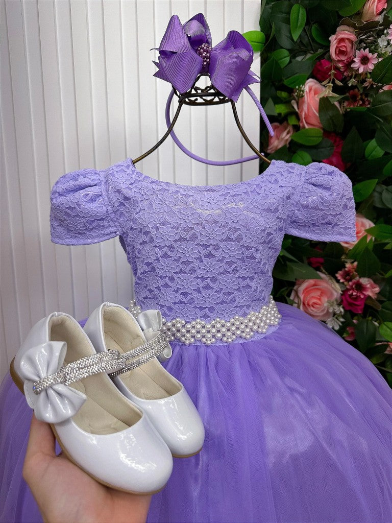 Vestido Enjoy Longo Laura Lilas Rendado - Diversão e Encanto para Brincar | Bebeloo Kids