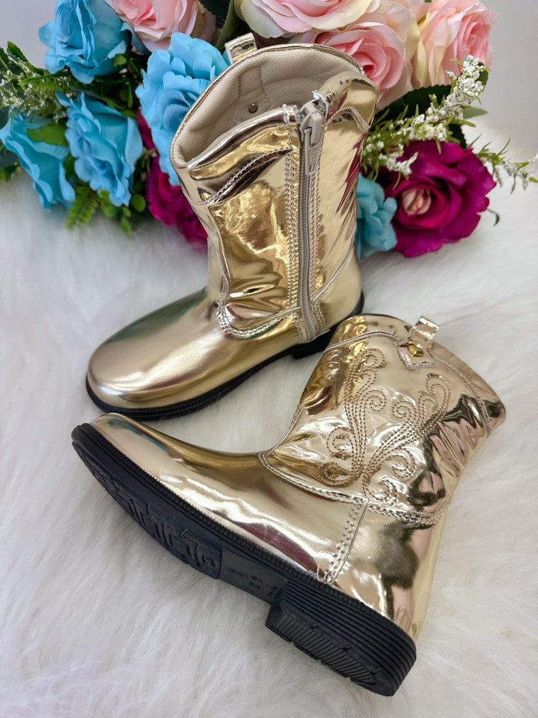 Bota - Coturno Doce Pe Boiadeira Texana Dourada Metalizada - Qualidade e Cuidado para os Pequenos | Bebeloo Kids